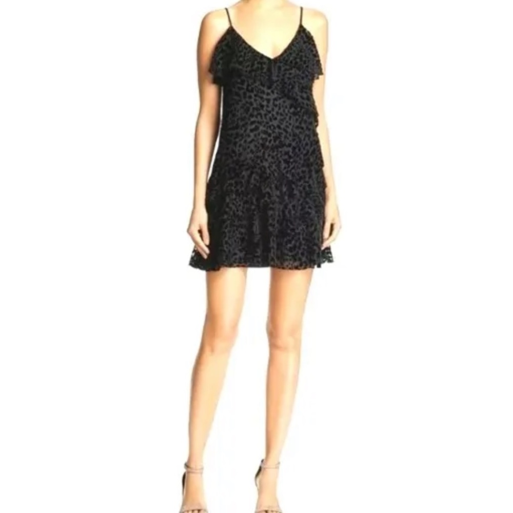 Parker Black Ruffle Mini Dress XS